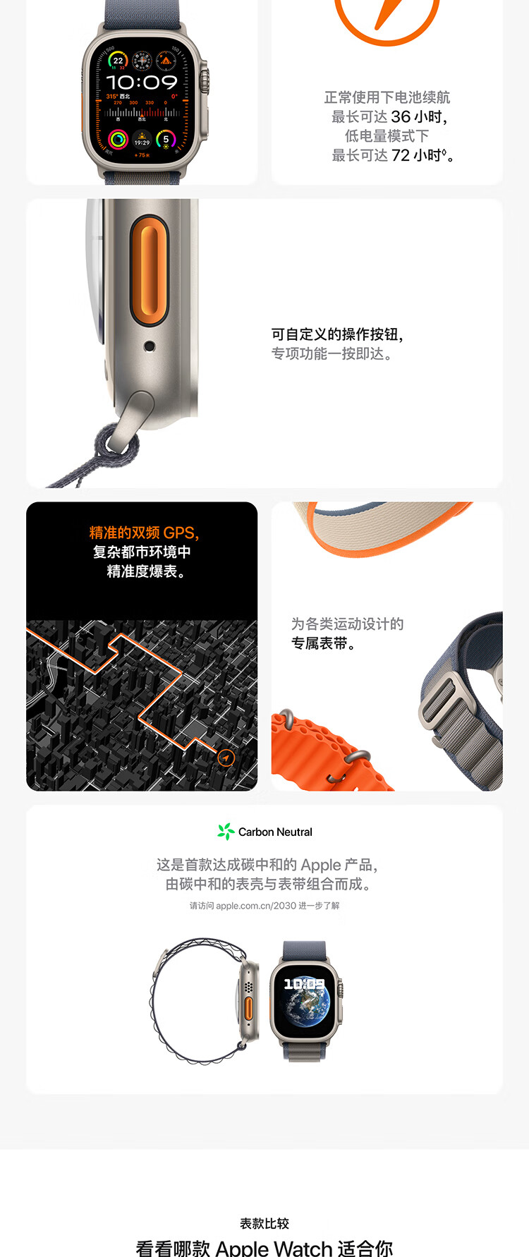 Apple Watch Ultra2 智能手表GPS+蜂窝款 49毫米 钛金属原色